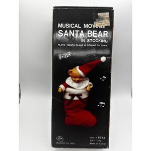 Price Products Musical Moving‎ Santa Bear Stocking Unisex OS Red Vintage 6743